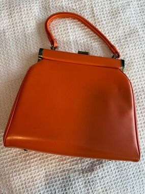 Classic Structured Orange Top-Handle Bag